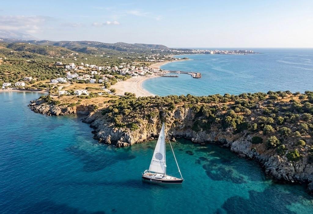 Minoikos sailing along the Cretan coastline